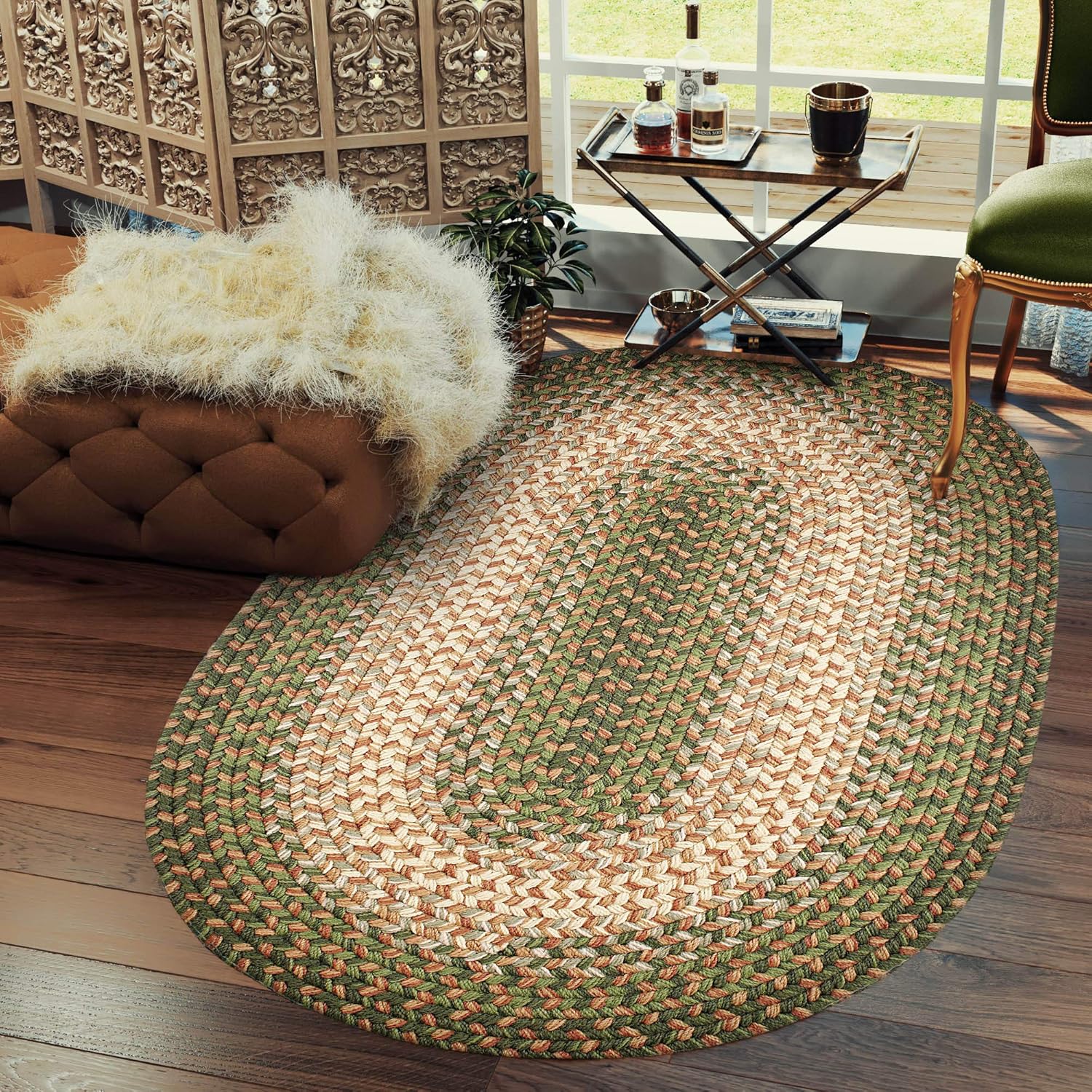 Super Area Rugs Oval 5X8 Herb Garden Braided Rug Hartford Primitive Decor Carpet - Indoor Outdoor - 5' X 8' for Living Rooms & Bedrooms