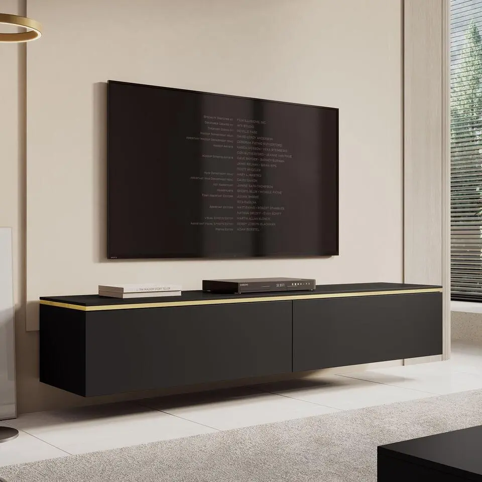 Meubella - TV-Meubel Assunta - Mat zwart - 180 cm