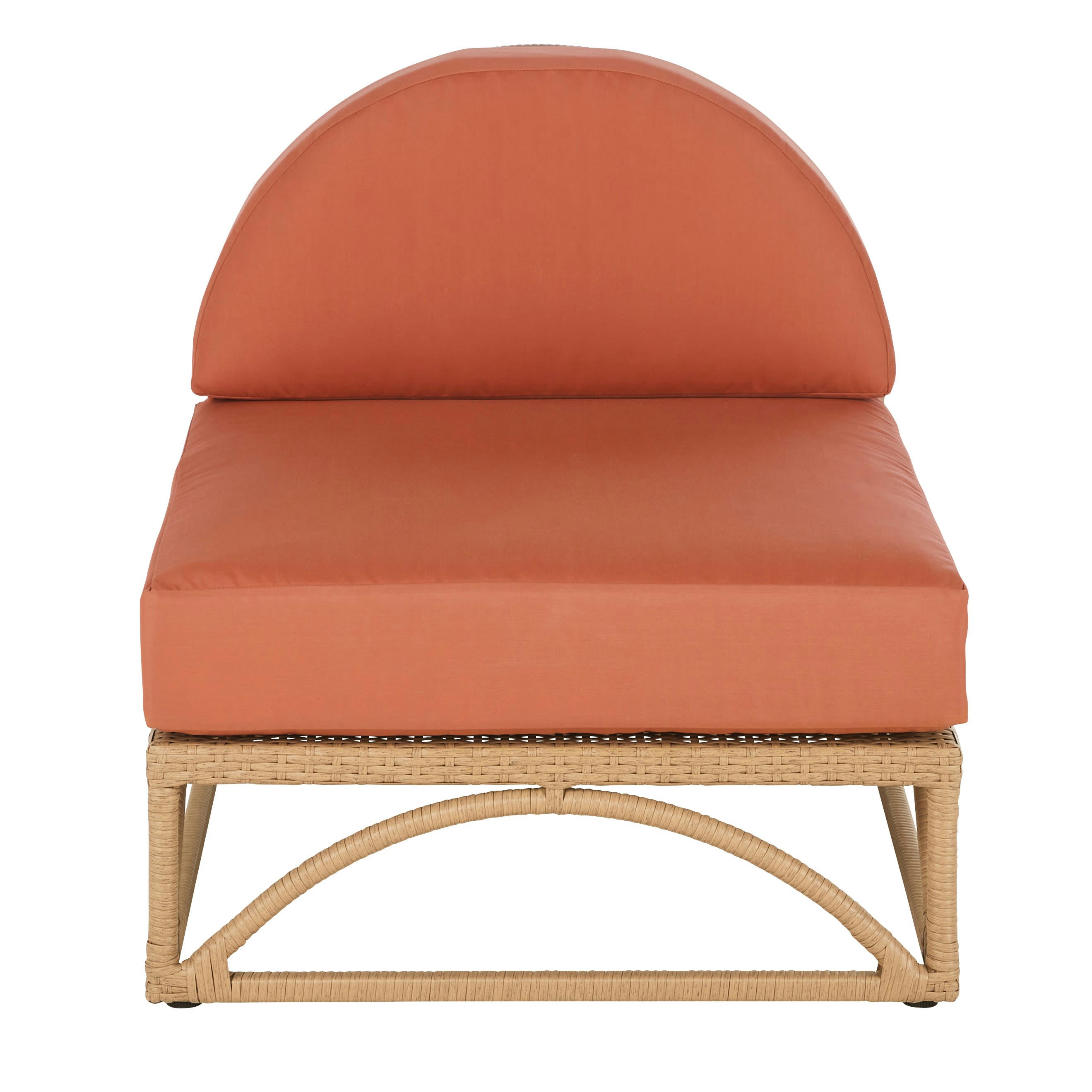 - Fauteuil de jardin en résine recyclé imitation rotin et polyester recyclé terracotta