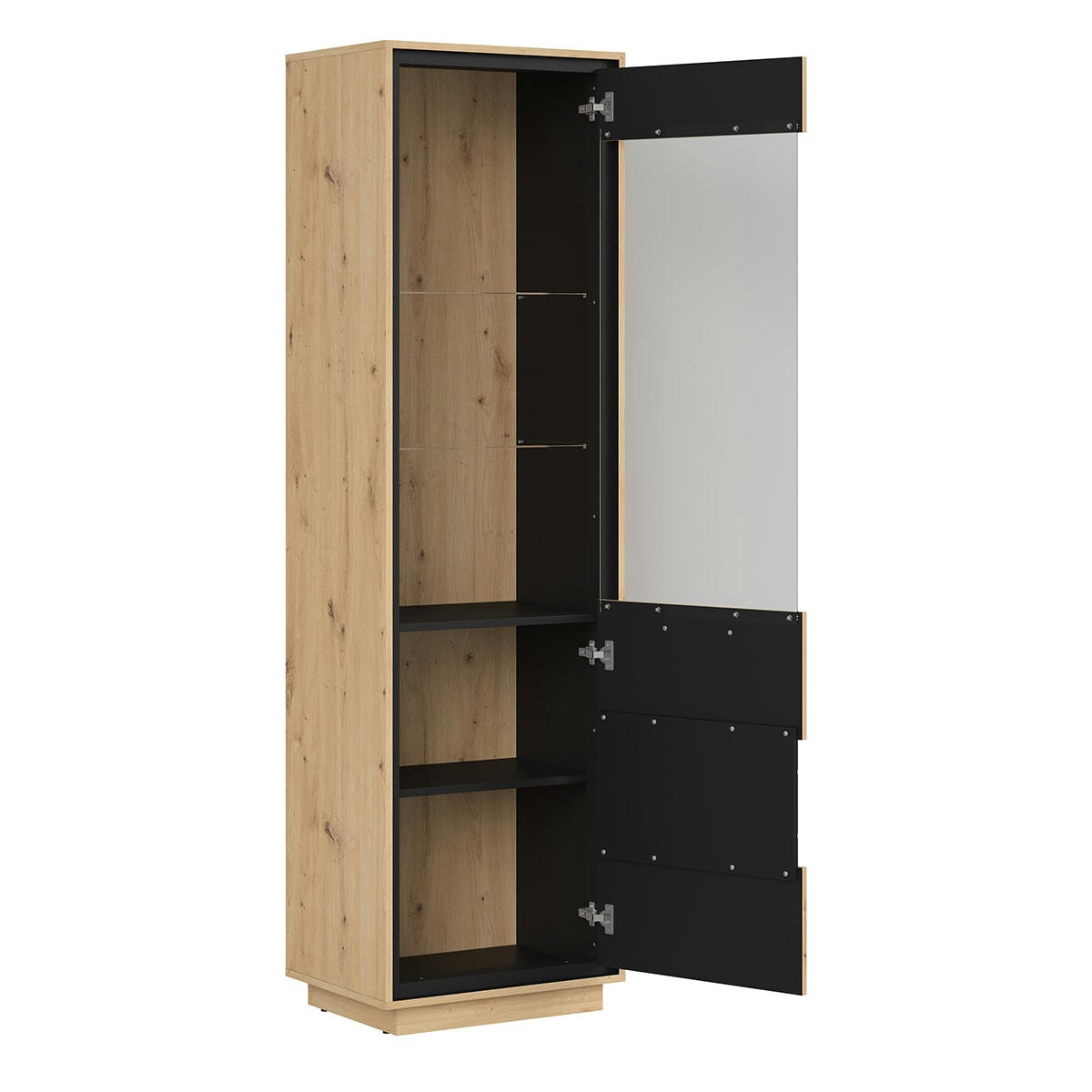 - Vitrine 1 porte stratifiés naturel et noir