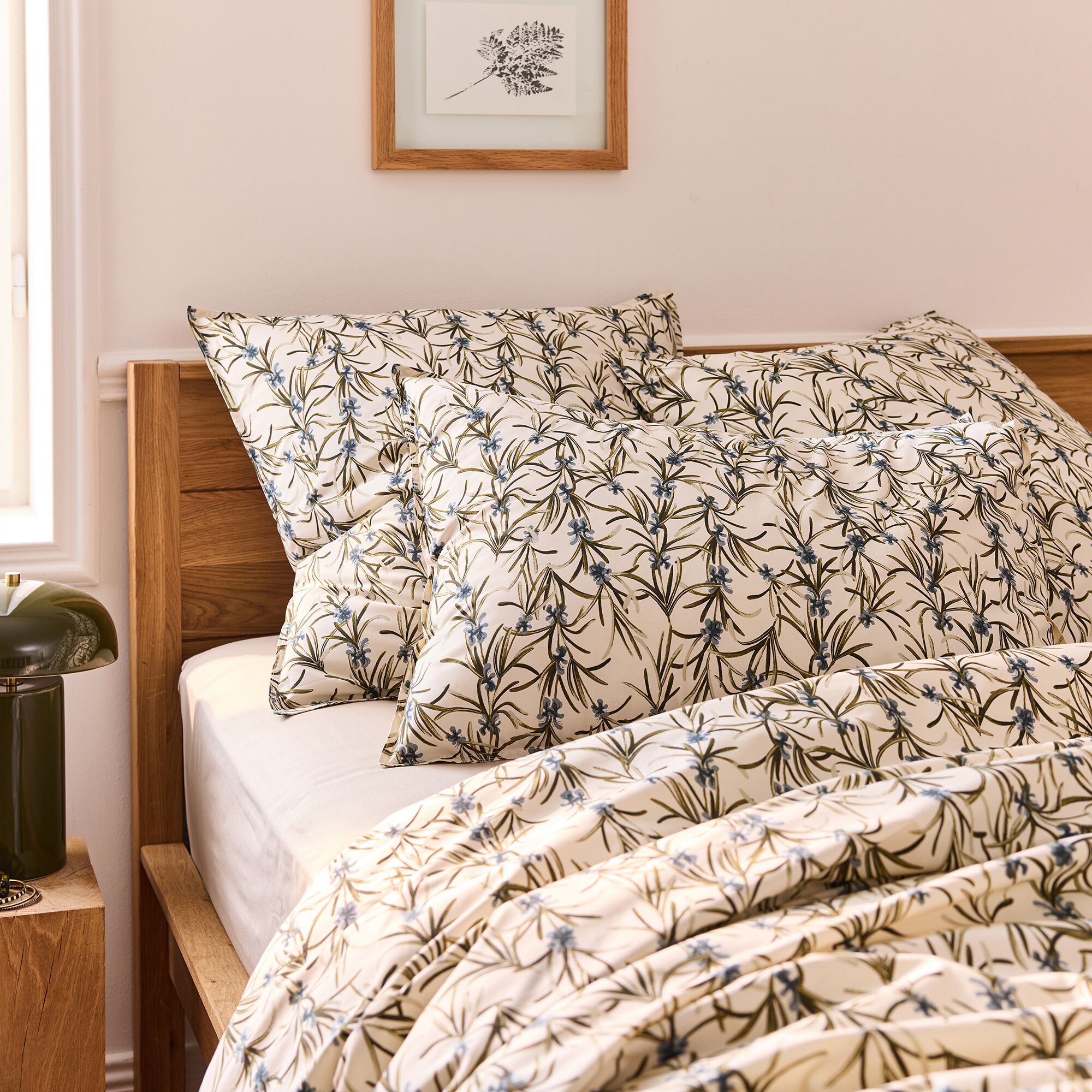 ROMARIN - Lot de 2 taies d'oreiller en percale de coton 50x70cm - motifs romarin