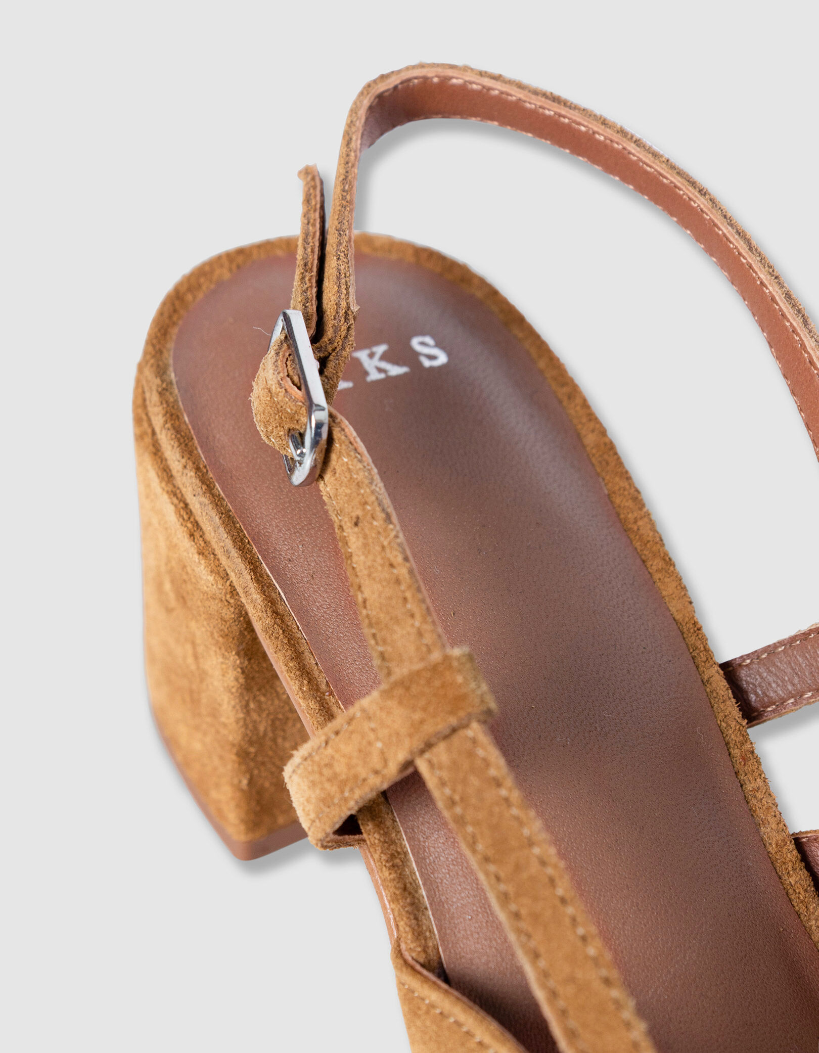Escarpins slingback camel cuir velours Femme