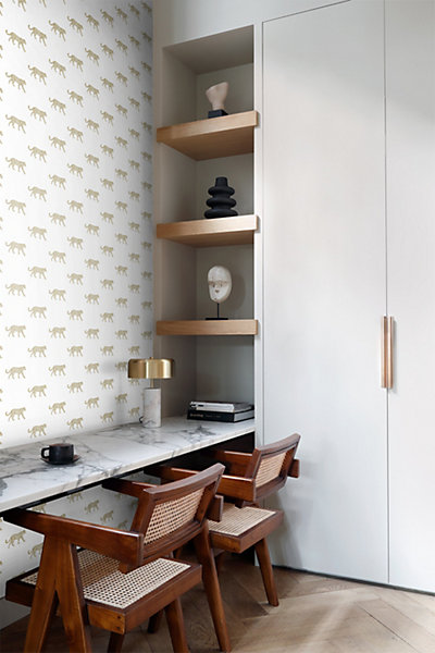 Origin Wallcoverings papier peint léopards blanc et or 53 cm x 10.05 m
