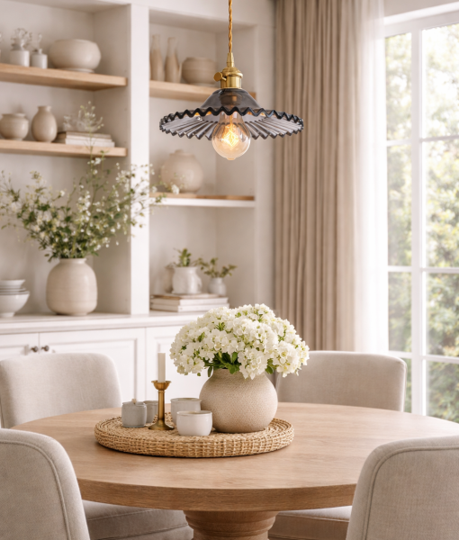 Lampa Wisząca Sufitowa SONIK Szklana Płaska Retro Vintage Szary