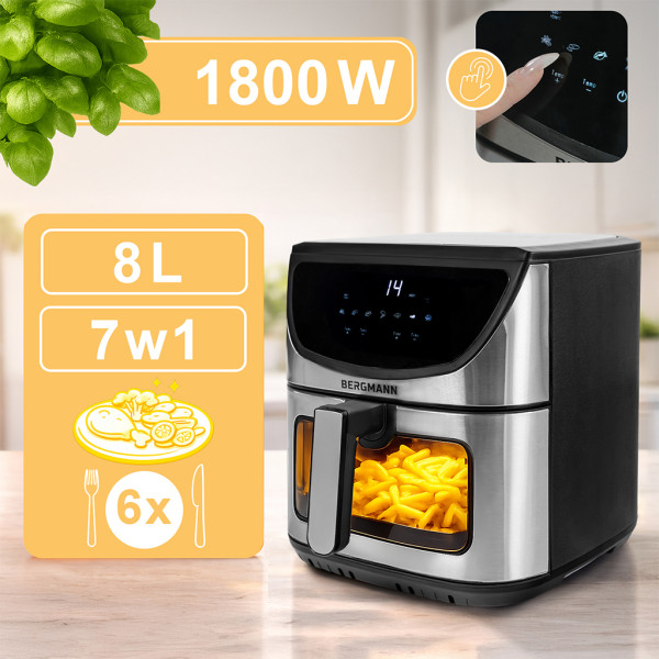 Frytkownica Beztłuszczowa 8L BERGMANN Air Fryer 1800W 7 Programów