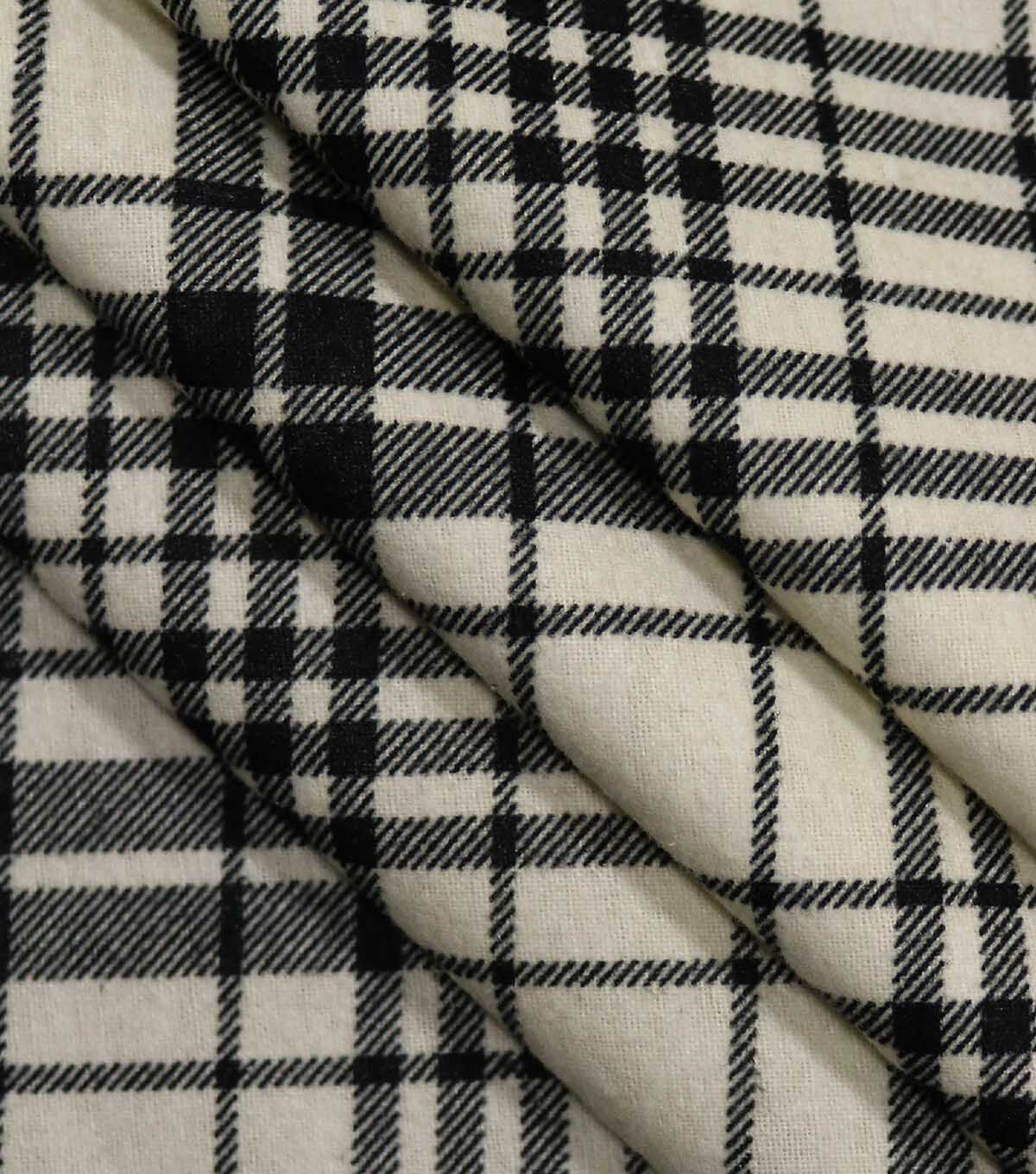 White & Black Plaid Super Snuggle Flannel Fabric