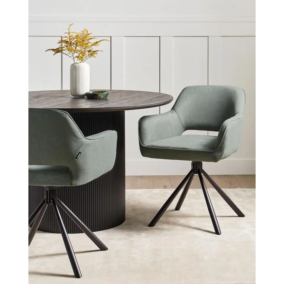 LOURES - Eetkamerstoel set van 2 - Donkergroen - Stof