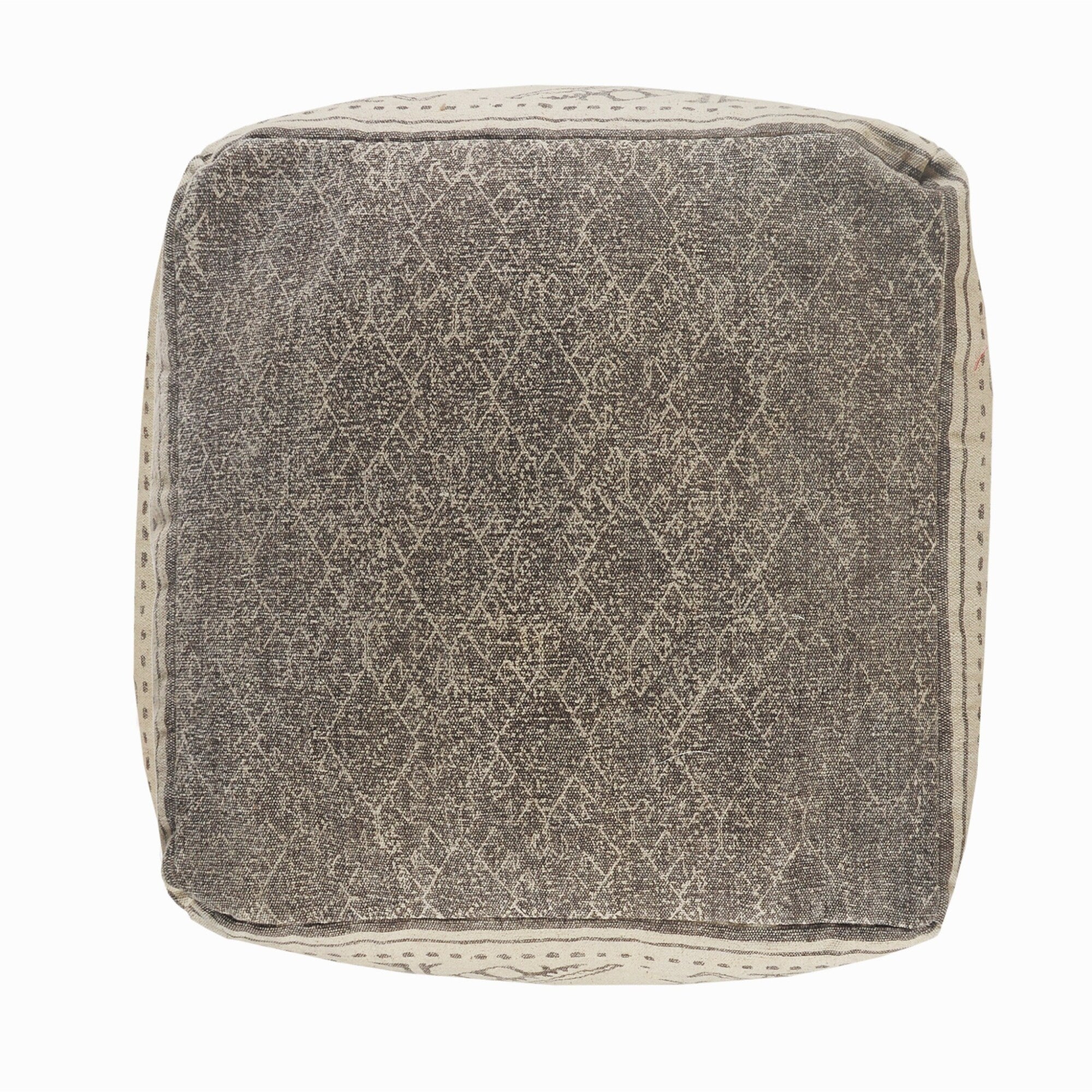 20-Inch Pouf Ottoman Soft Cotton Upholstery with Tribal Geometric Design Perfect for Living Room Bedroom or Entryway