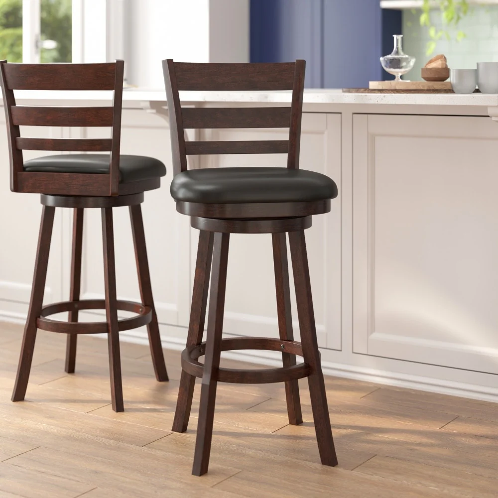 Upholstered Commercial Wooden Swivel Bar Stool