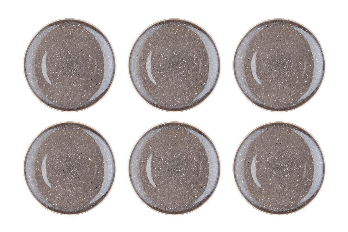 REACTIV - Lot de 6 assiettes plates en grès gris D27
