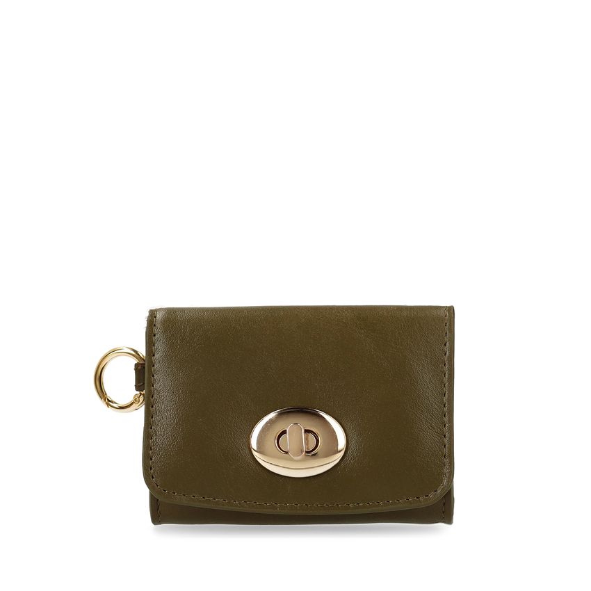 Manfield Olijfgroene leren portemonnee