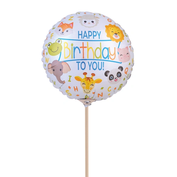 Folienballon, Happy Birthday D.18 cm mit 35 cm