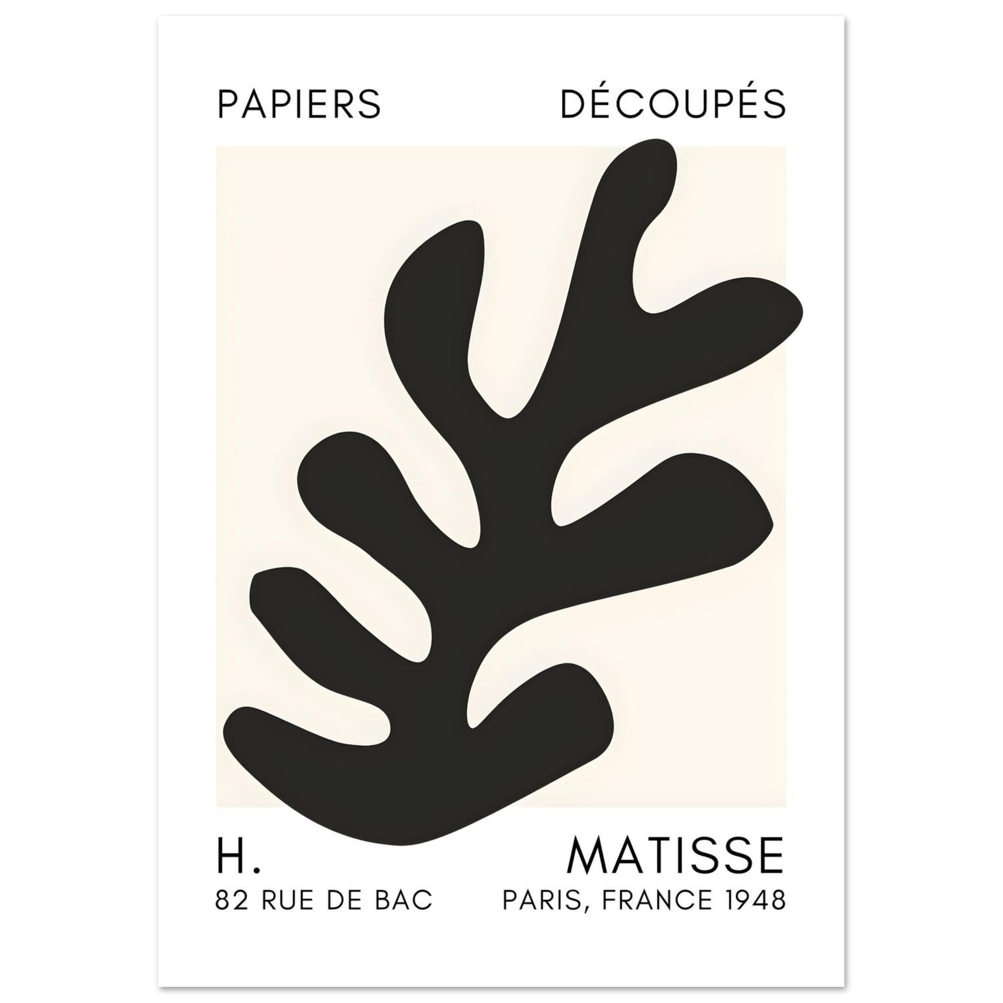Artfulprints Poster Matisse – Ocean petals black  - A4 21x29.7 cm - Zwart