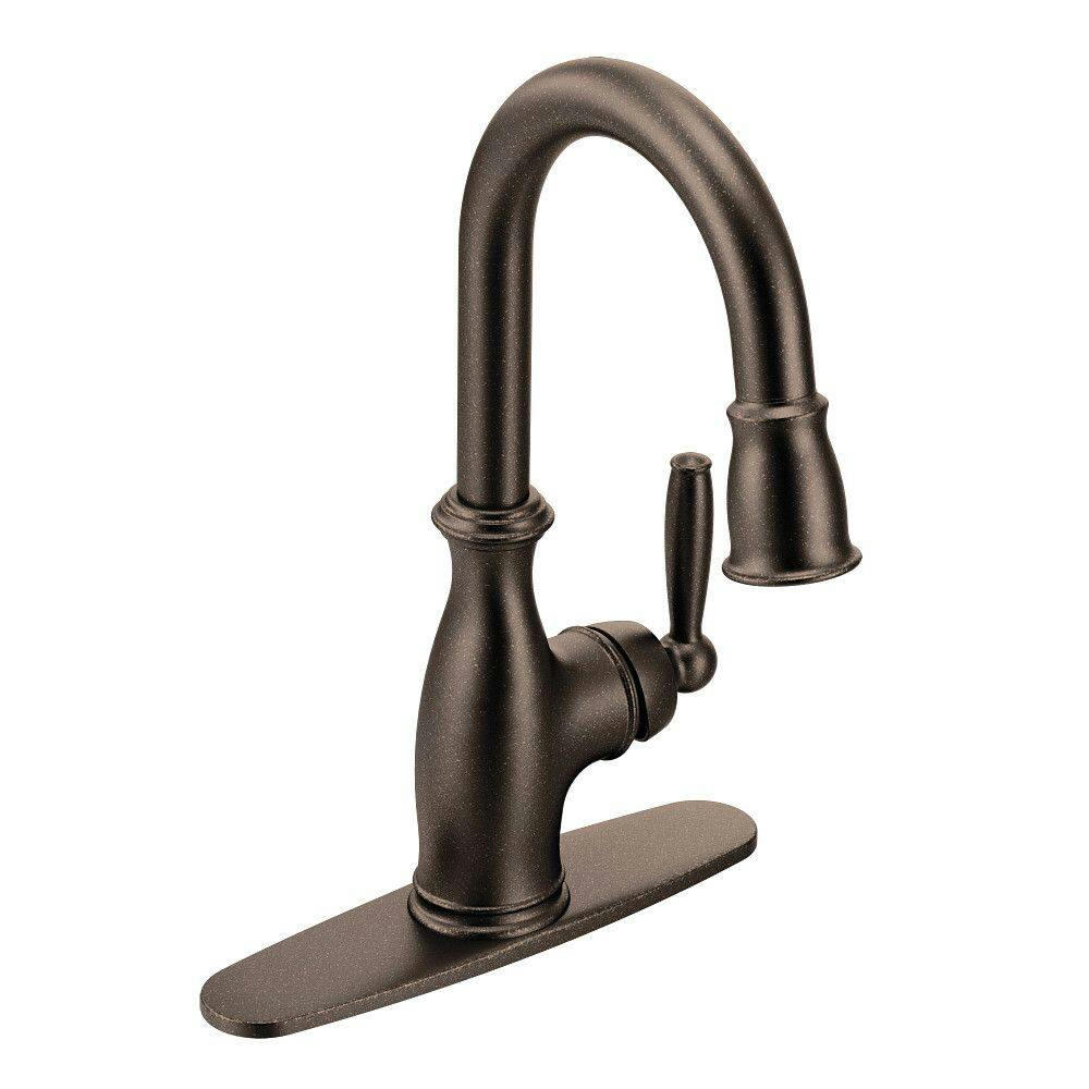 Moen® Brantford Single Handle High Arc Pull Down Sprayer Kitchen Faucet with Power Clean, Oil Rubbed Bronze