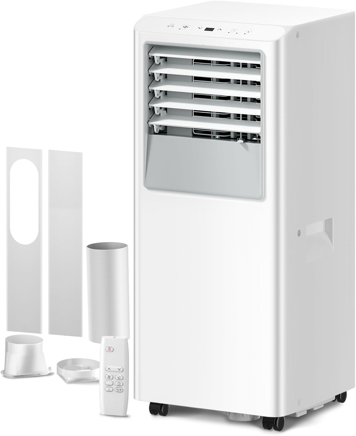 Energlow 8000 BTU Portable Air Conditioner, 5-in-1 Cools 350 Sq.Ft, Quiet AC Unit with Fan & Dehumidifier, LED Display, Remote, 24H Timer, Window Kit, for Bedroom/Office/Dorms/Apartment