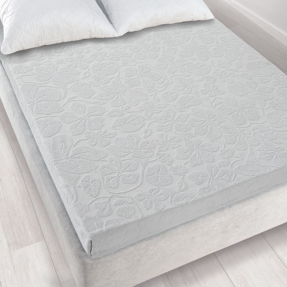 Prześcieradło frotte bez gumki 150x205 Tulipan szare Zwoltex