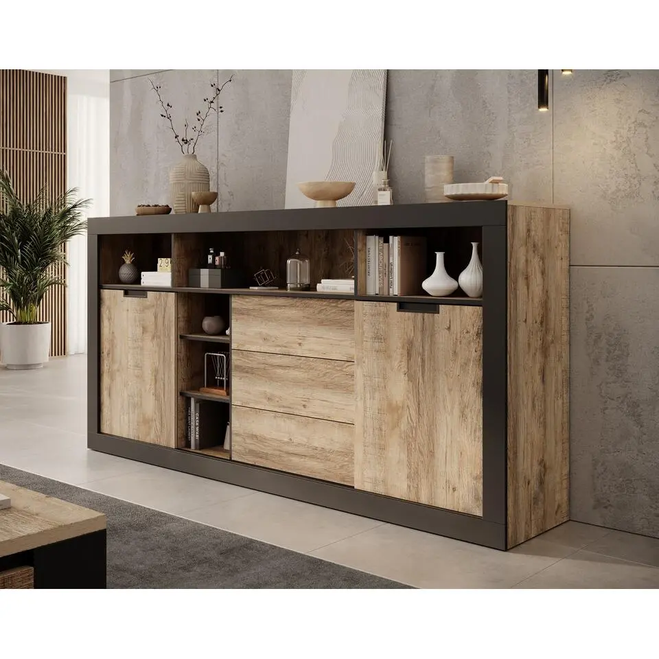 Meubella - Dressoir Trinidad 2 - Eiken - 220 cm
