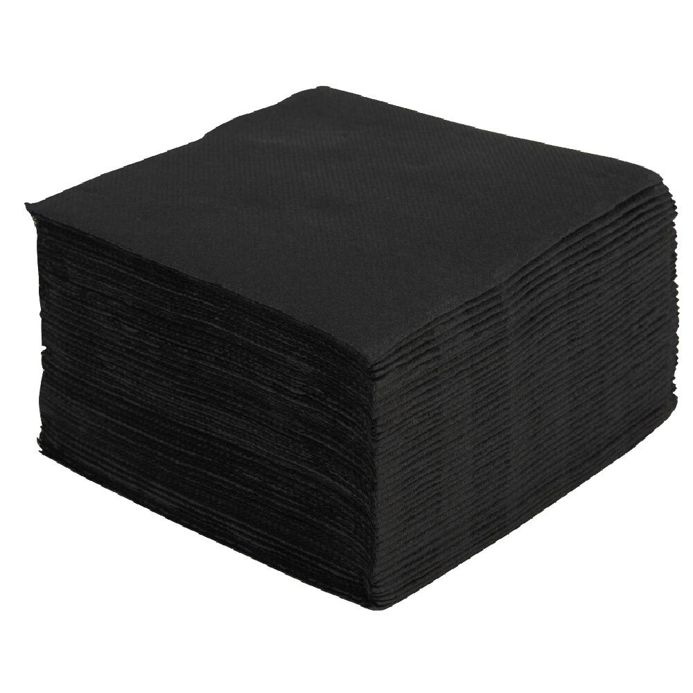 Serviette cocktail carrée noire Tex Touch 2 plis en papier x40