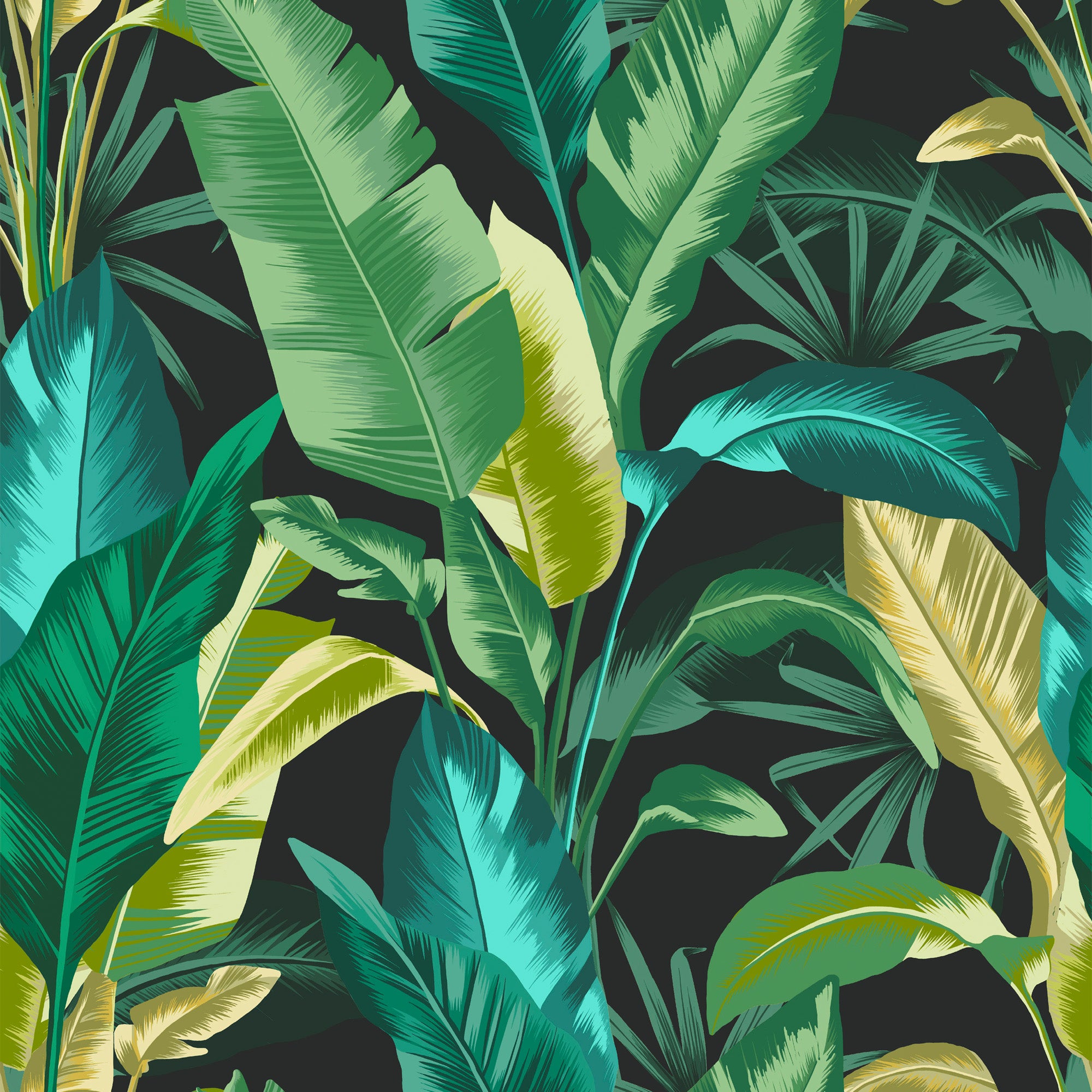 Envy Vliesbehang - Leaf It Out Midnight - Groen - 10mx52cm