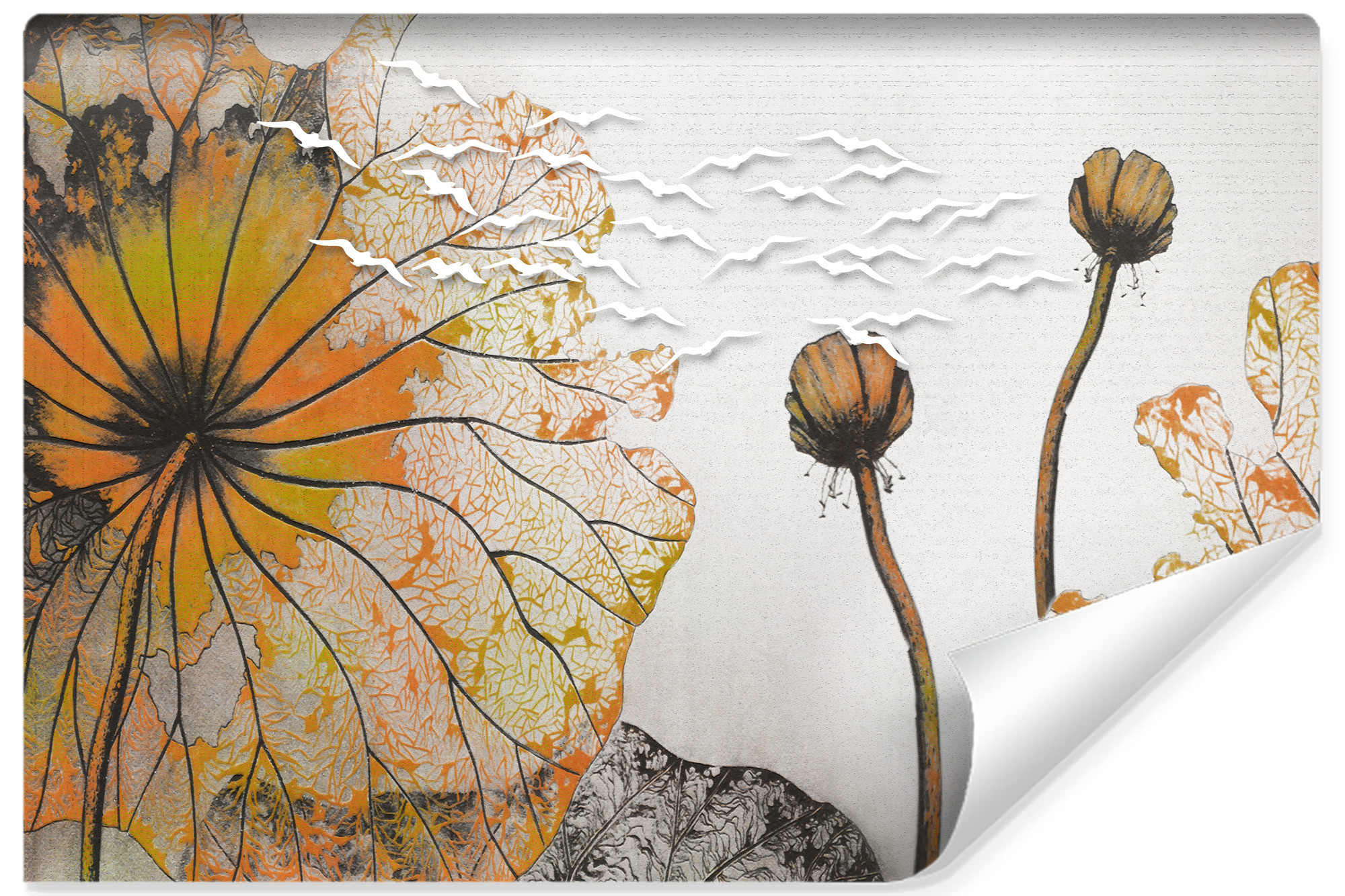 Fototapeta Pomarańczowe Abstrakcyjne Liście 90x60cm