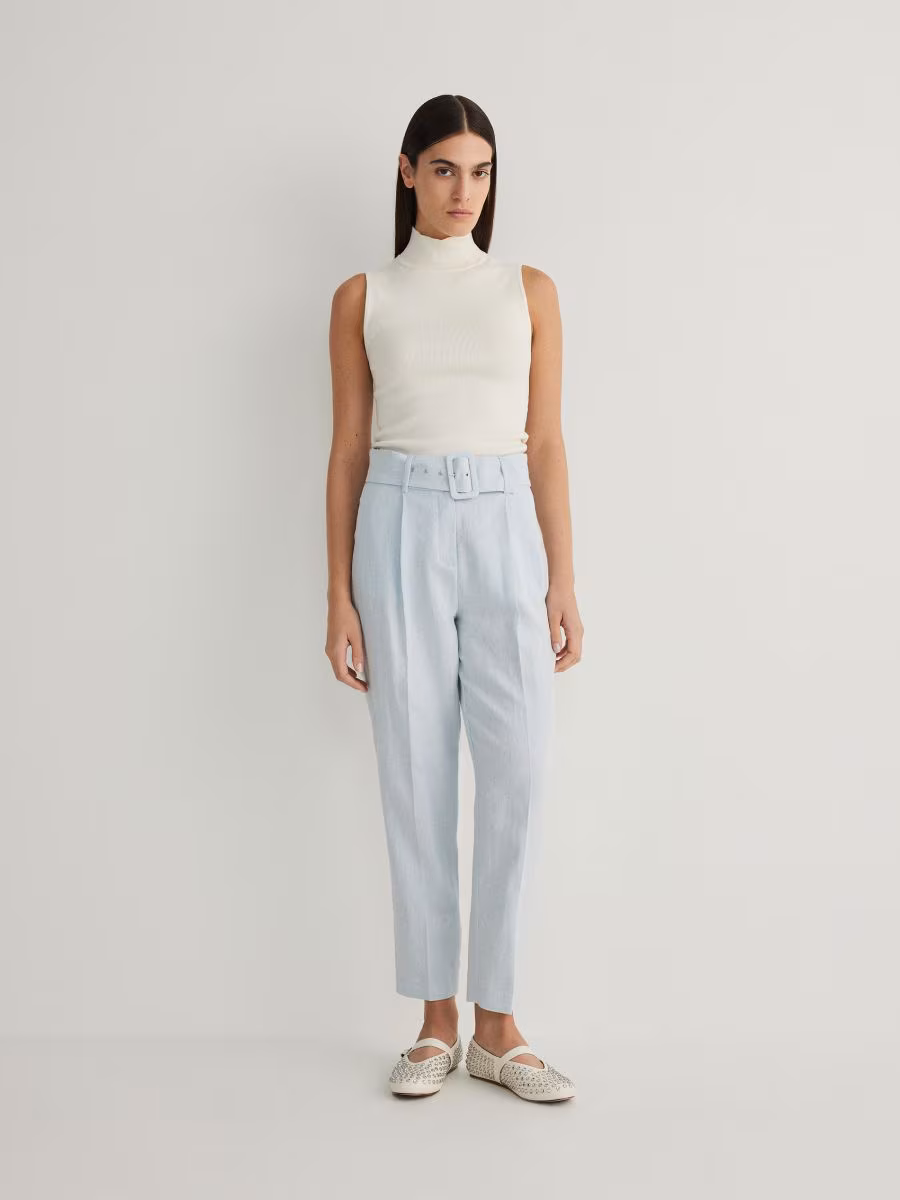 Pressed Crease Linen Blend Trousers