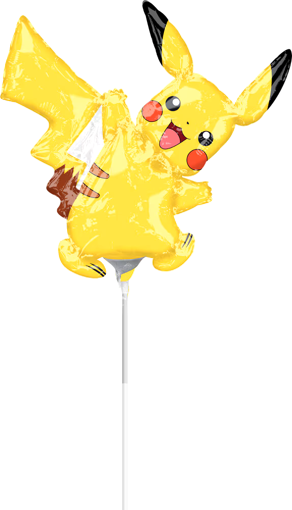 Nintendo Pokémon Pikachu Satin Mini-Shape Foil Balloon, Yellow, Air-Filled for Birthday Party