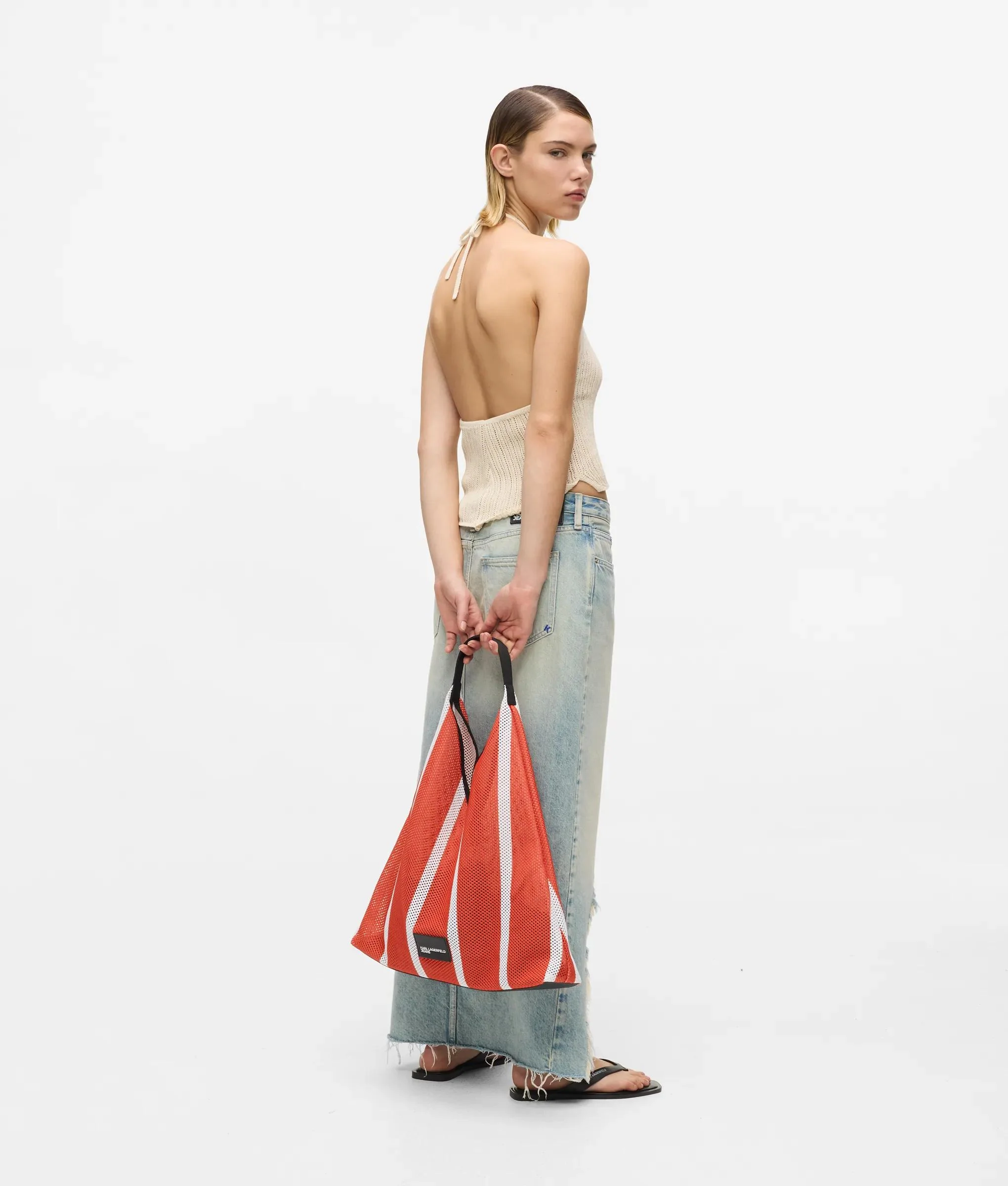 Sac en toile en mesh à rayures