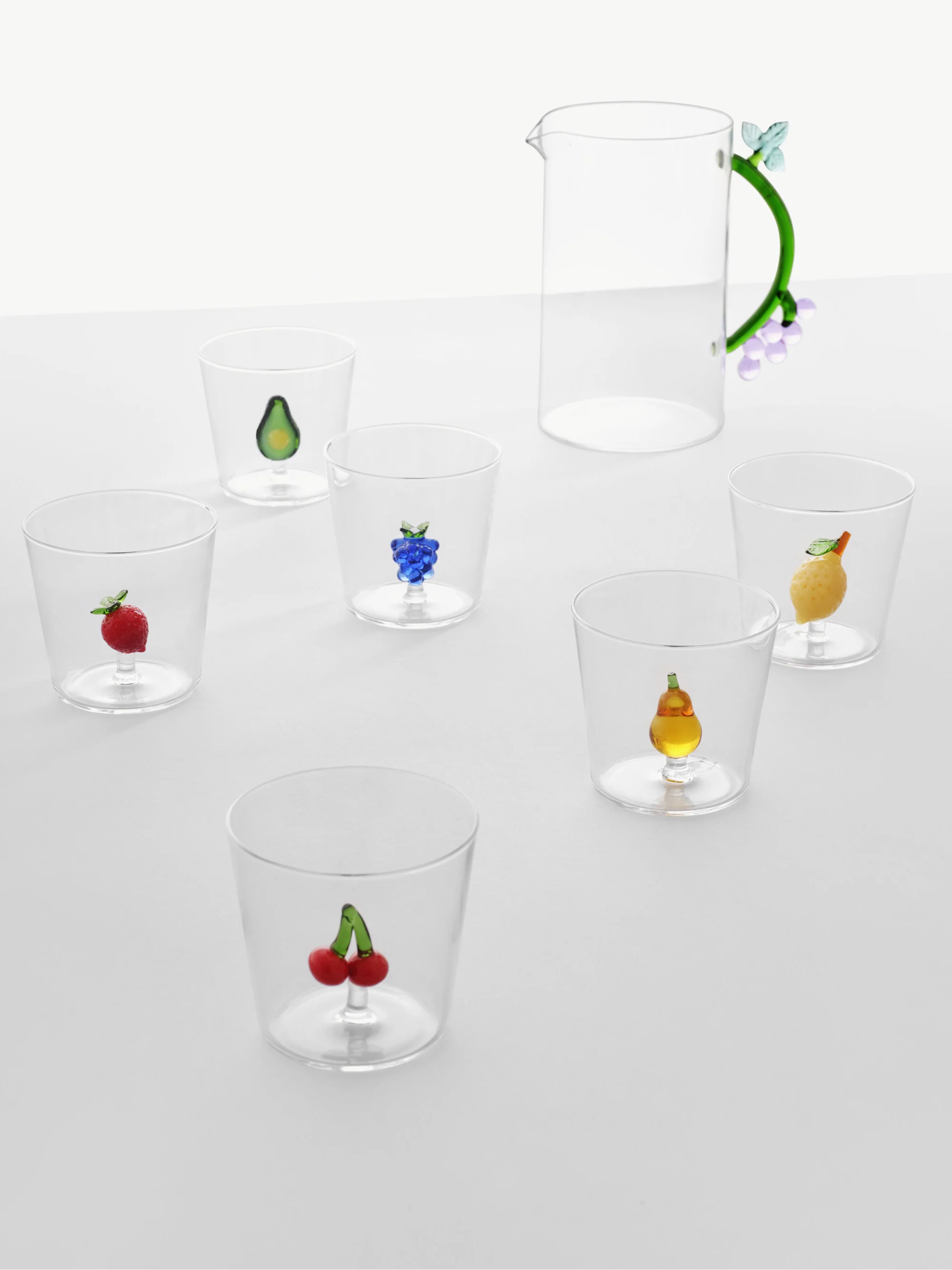 Handgefertigte Trinkgläser Fruits & Flowers aus Borosilikatglas, 6er-Set