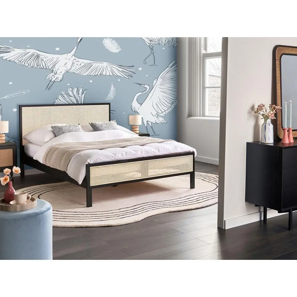 SALERNAS - Tweepersoonsbed - Zwart - 140 x 200 cm - Dennenhout