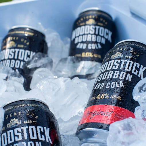 Woodstock Bourbon and Cola, Full-Bodied Mixed Drink, Smooth Whiskey Premix, 4.8% ABV, 375mL (Case of 24 Cans)