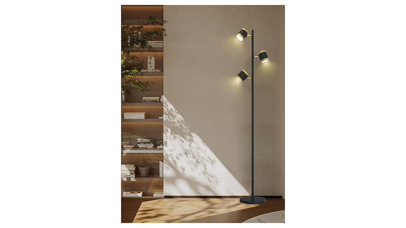Lampa podłogowa Toulouse LED 3-punktowa metalowa czarna