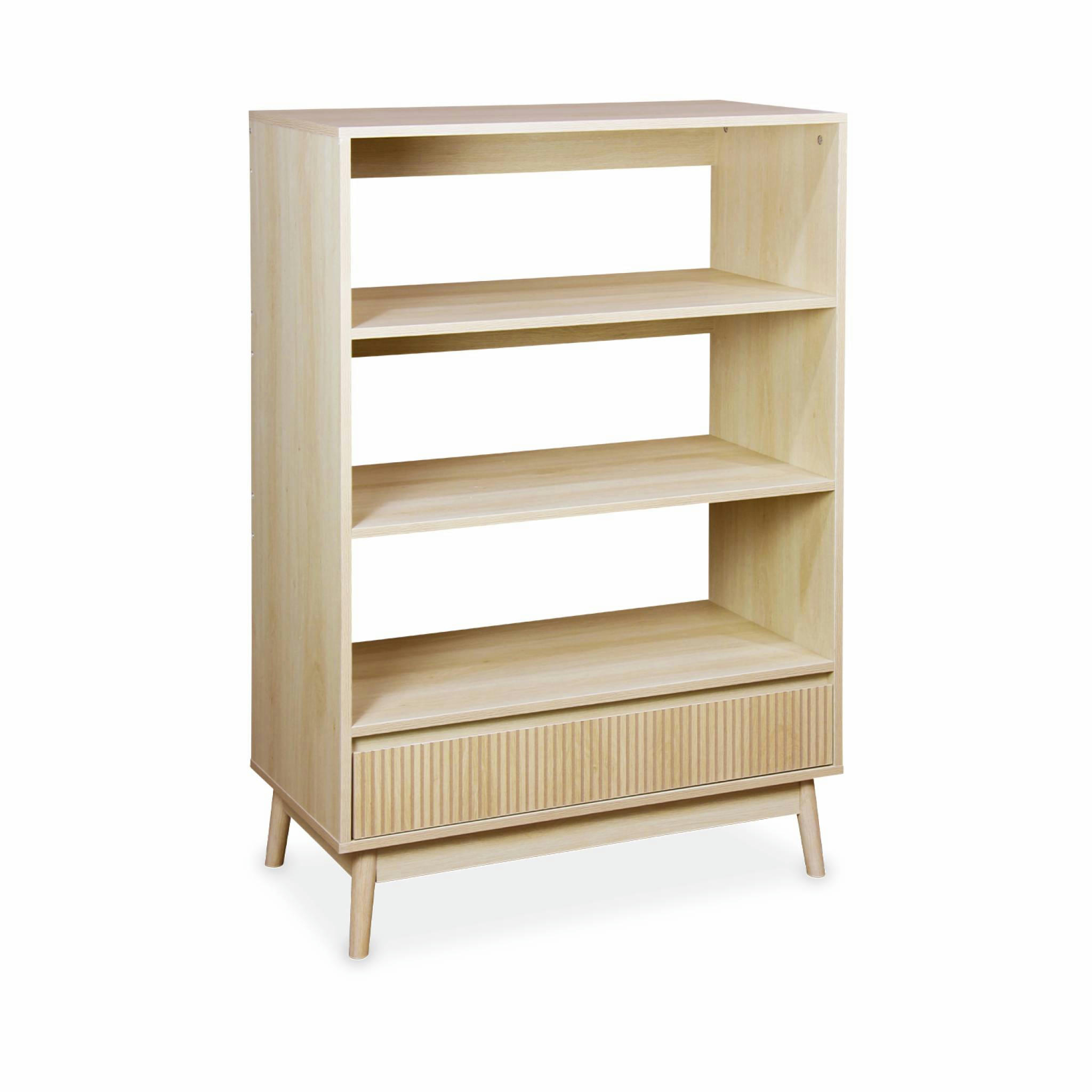 LINEAR - Etagère bibliothèque, décor bois - 3 niveaux