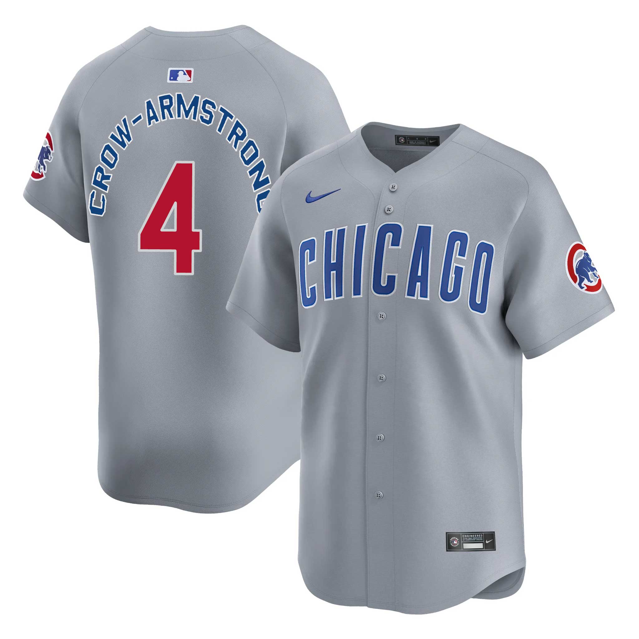 Pete Crow-Armstrong Chicago Cubs Nike Road Vapor Limeted Player Jersey - Grey