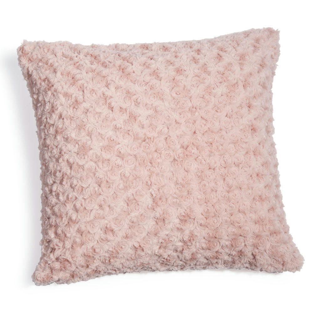 - Coussin imitation fourrure rose 45x45