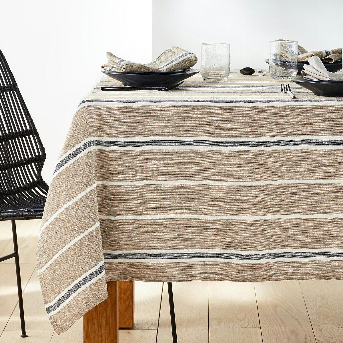 Nappe rayée tissé teint lin, Getaria