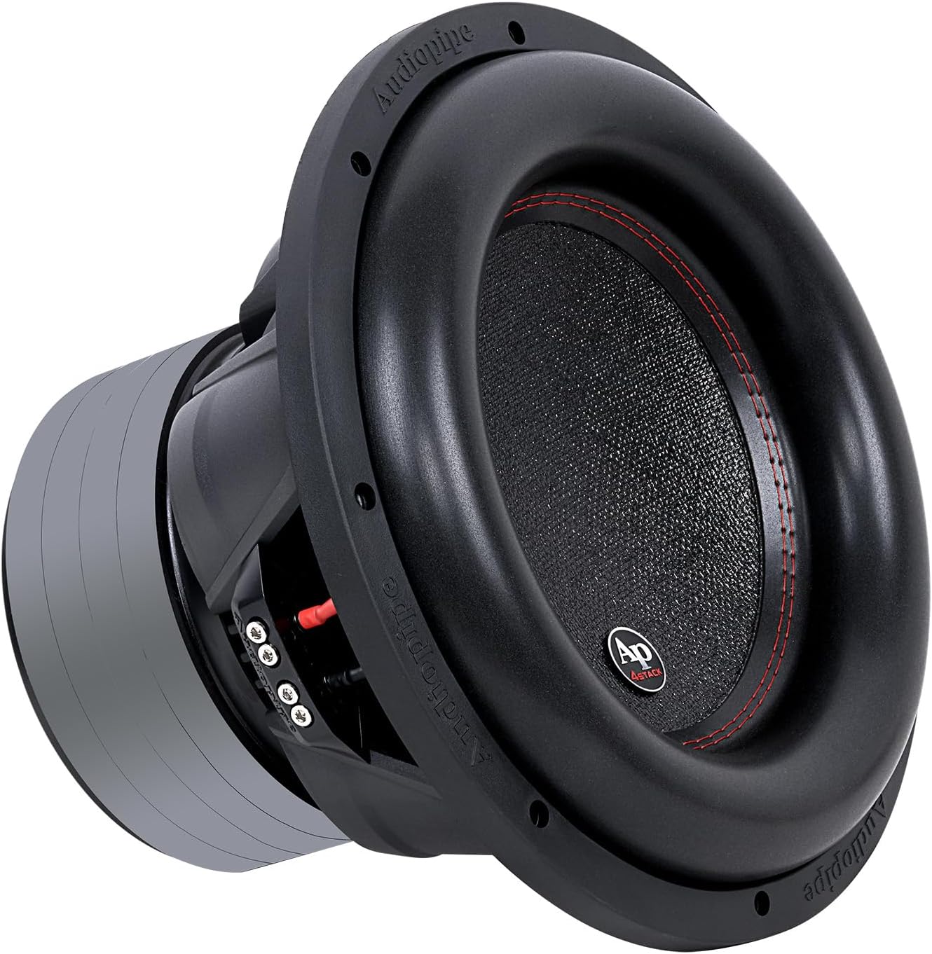 Audiopipe 12 Quad Stack Composite Cone Subwoofer (TXX-BDC4-12D2), Superior Performance, 2200W Max Power, 3 BASV Dual Voice Coil, Aluminum Basket, Multi-Connect Terminals, Dual 2 Ohms