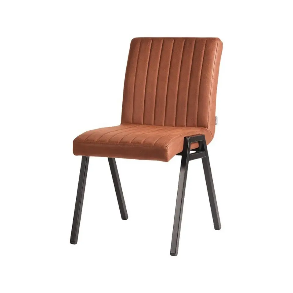 LABEL51 Eetkamerstoel Matz - Cognac - Microfiber - set van 2