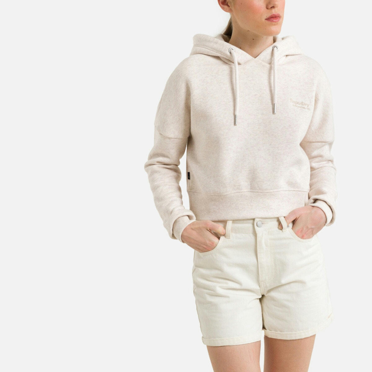 Sweat crop à capuche