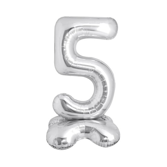 Standing Silver Number 5 Balloon 1m