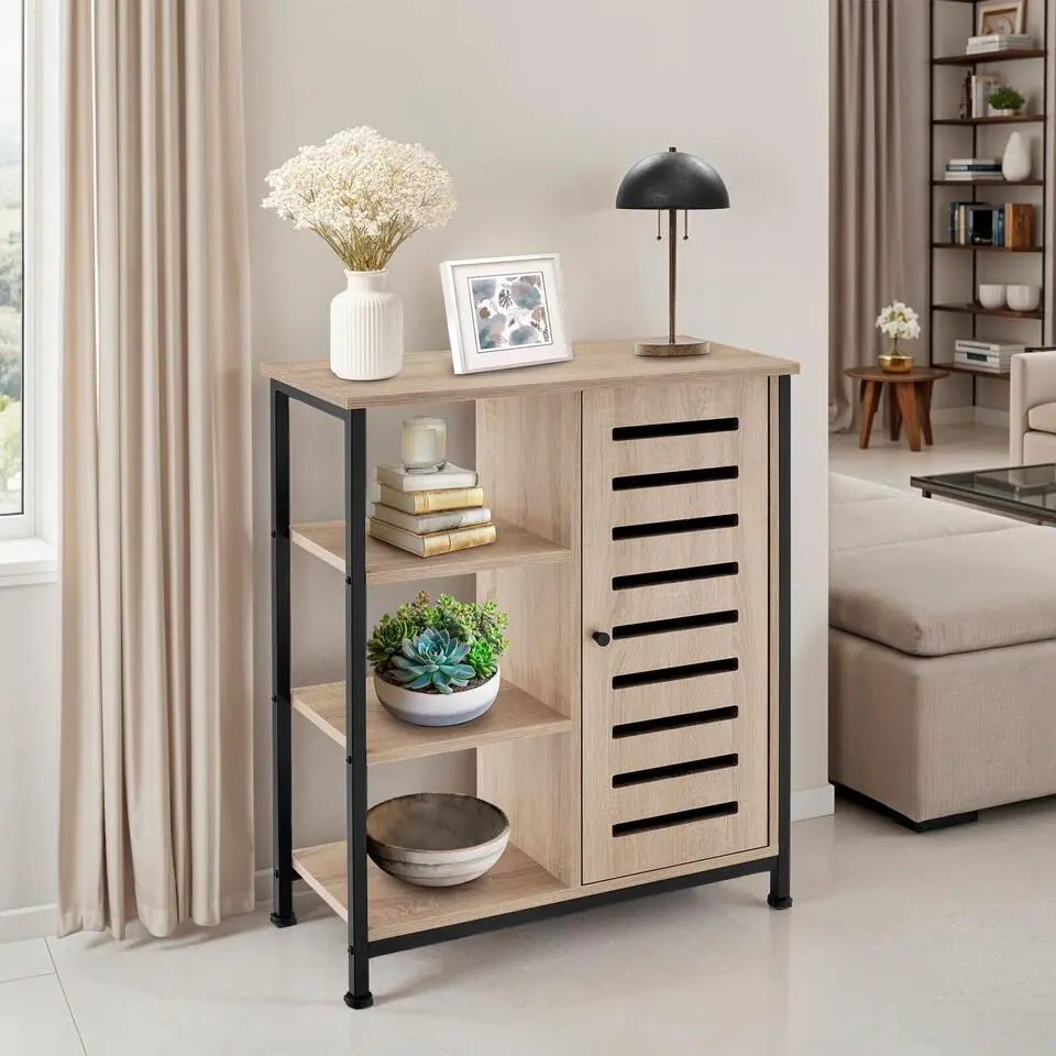 tectake Wandkast 71x32x82cm, Industrieel Licht Hout, Eiken Sonoma