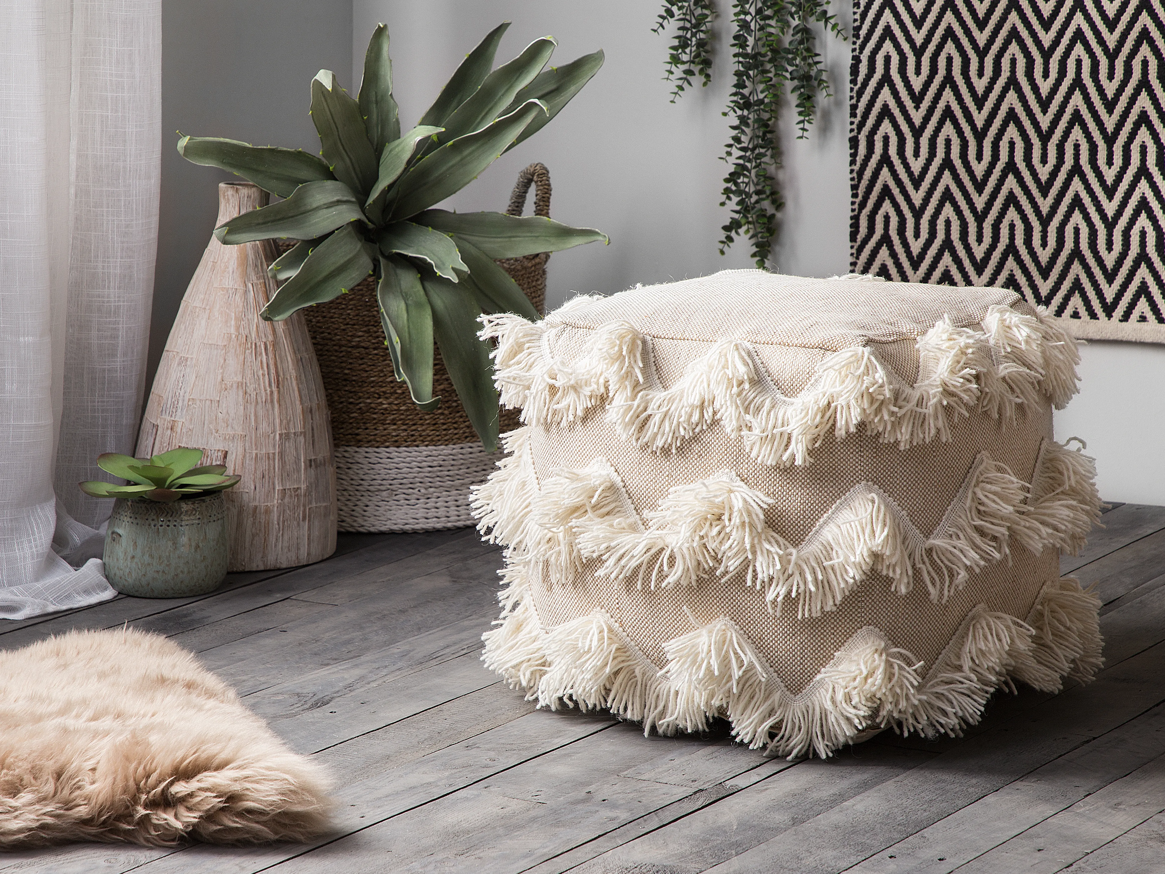 Pouffe NASHIK Cotton Beige