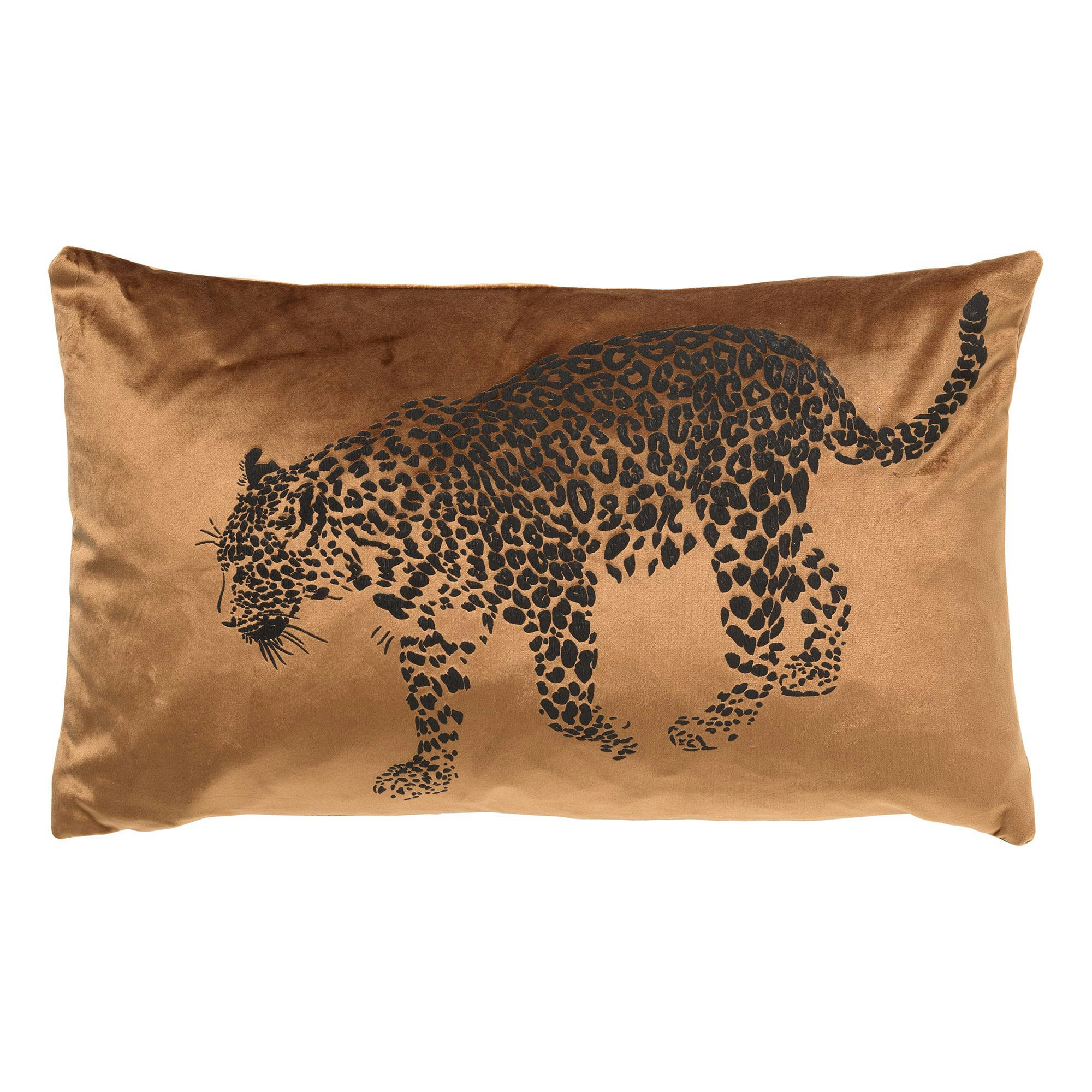 SULA - Coussin - marron en velours 30x50 cm avec imprimé animalier