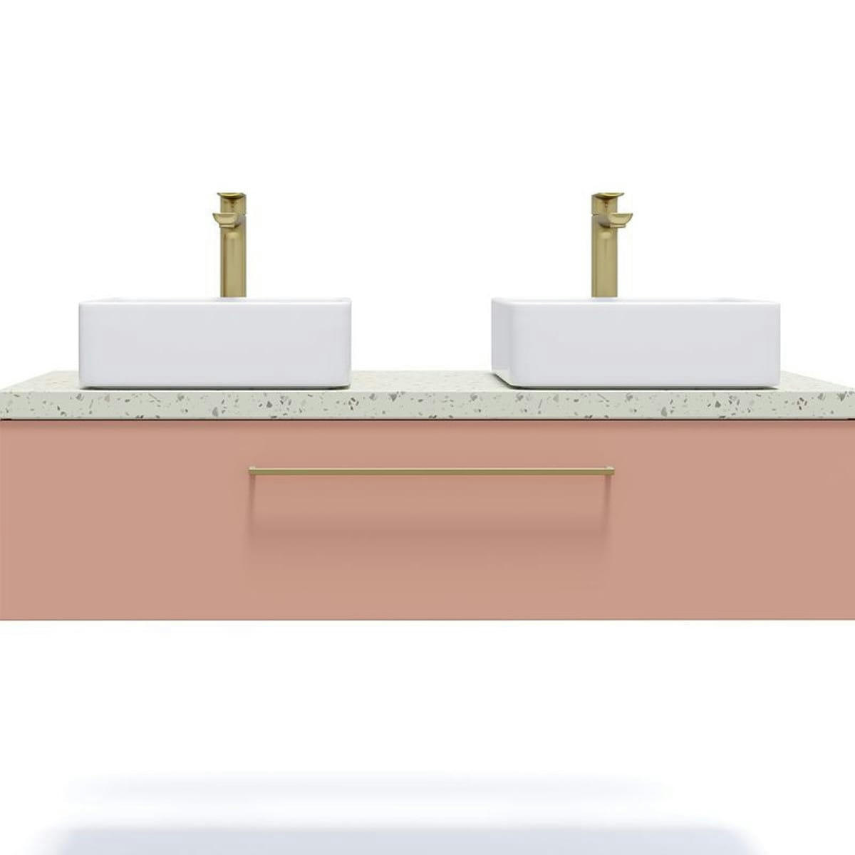 GLASGOW - Meuble salle de bain 2 vasques posées 120cm 1 tiroir Abricot