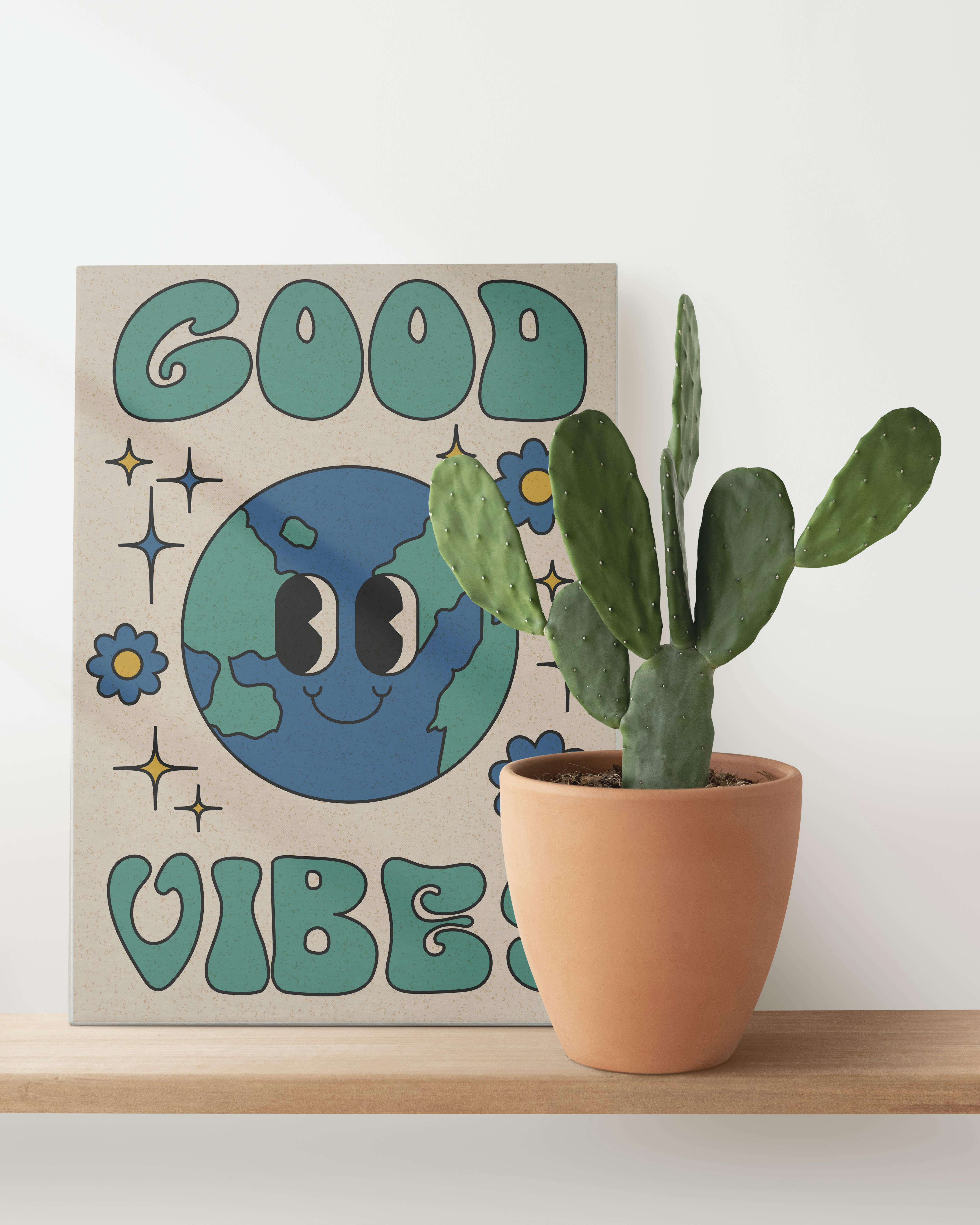 GOOD VIBES - Peinture sur toile 60x40 imprimé HD ondes positives