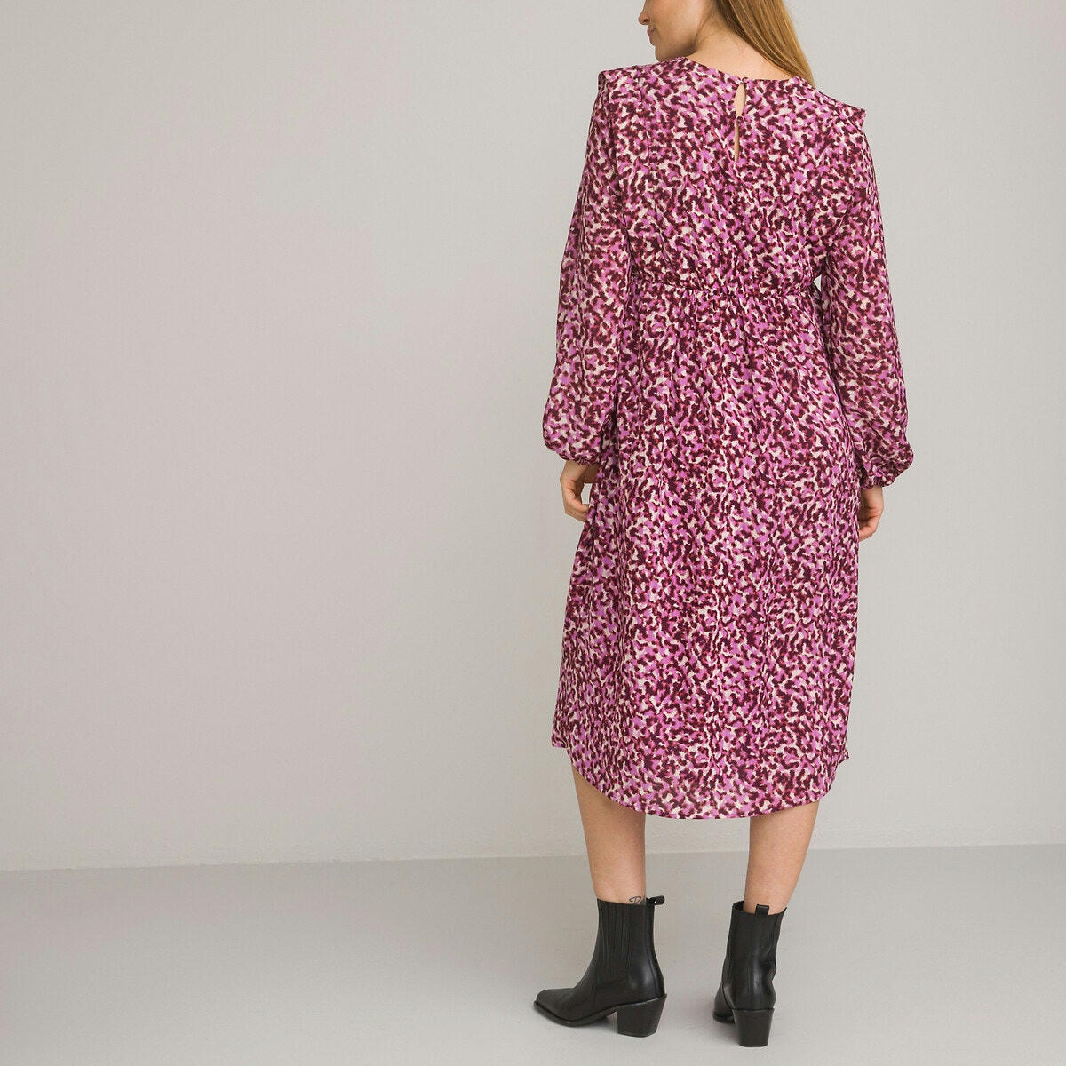 Robe de grossesse col v, manches longues, imprimé
