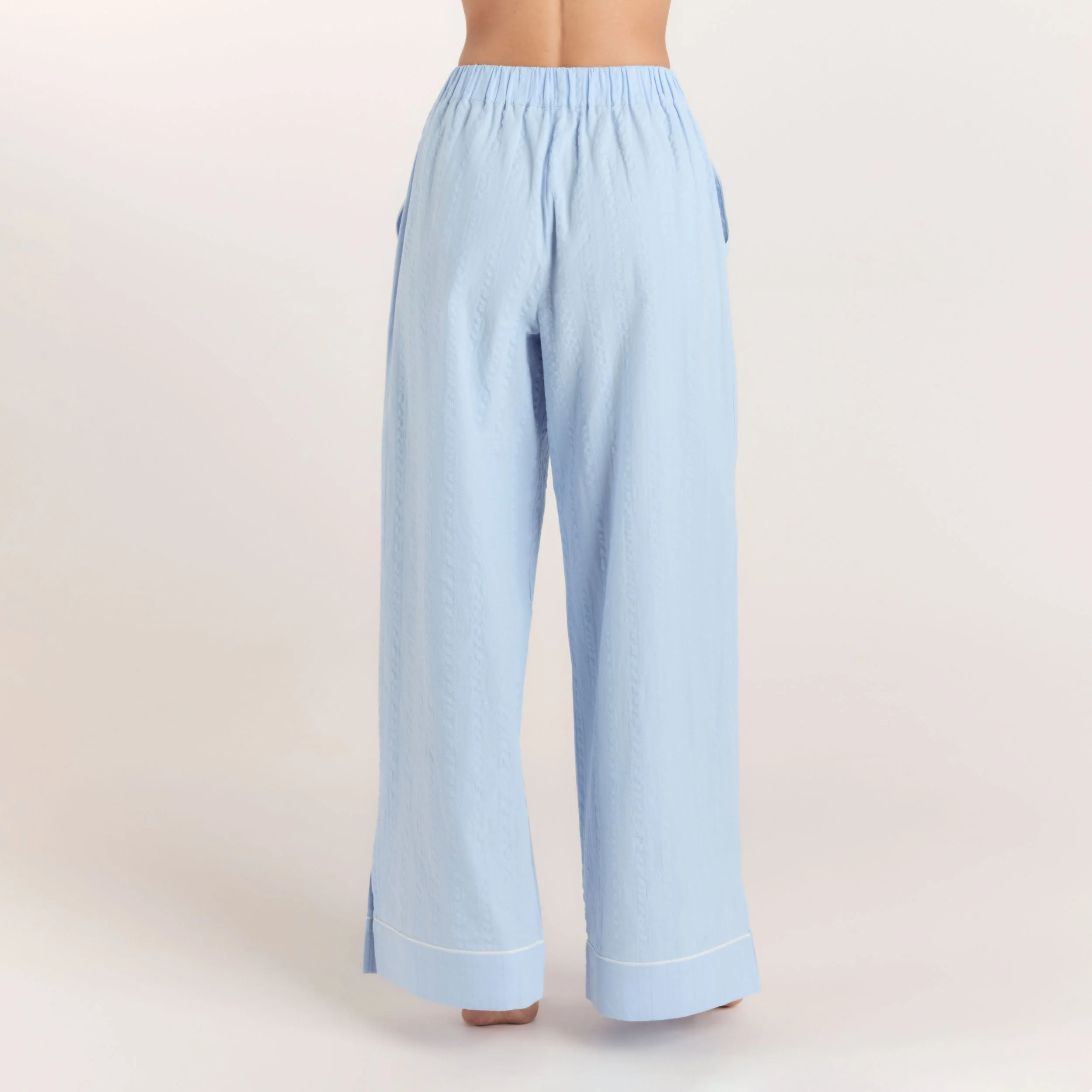 Textured Cotton Pyjama Bottoms - Blue
