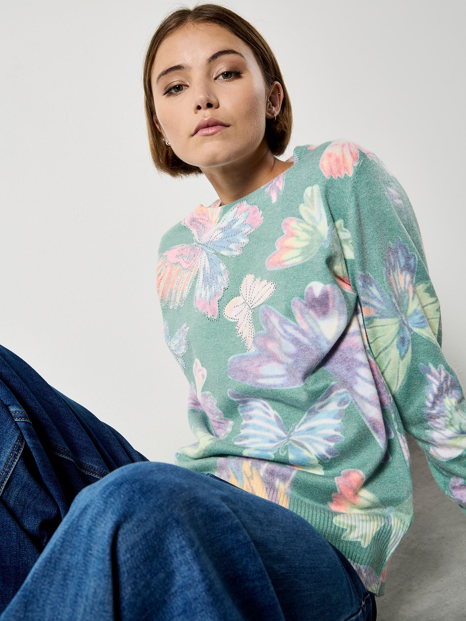 Apricot Butterfly Fine Knit Jumper