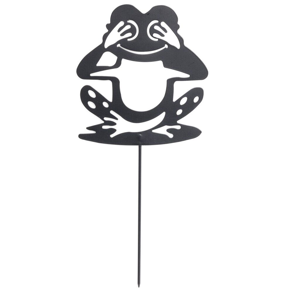 Animal déco à planter grenouille métal noir H37cm