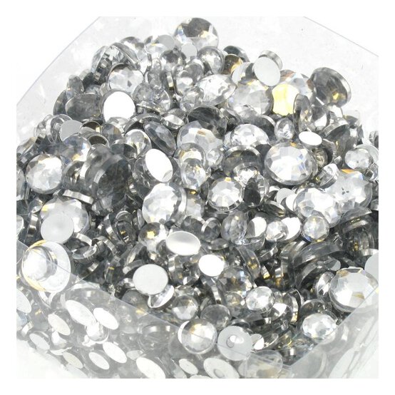 Small Round Silver Crystal Acrylic Stones
