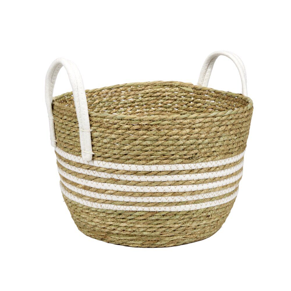 Panière avec grandes anses fibre et coton Ø28xH24cm Taille S